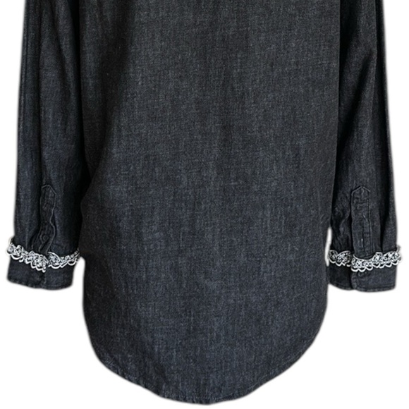POLO RALPH LAUREN Black Denim Long Sleeve Shirt Lace Cowgirl Western Size 4 - Picture 8 of 13